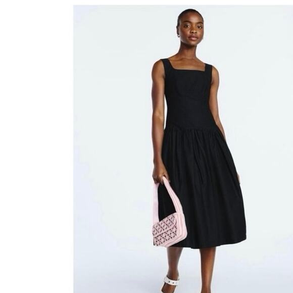 Scoop Dresses & Skirts - Scoop Black Drop Waist Midi Dress Size Medium